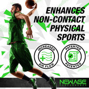 Basketball Player on the left and text on the right that says "Enhances non-contact physical sports"