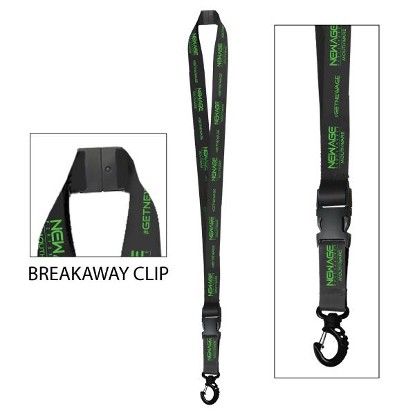 Black lanyard with a breakaway clip at the top, ensuring safety and convenience for everyday use