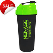 Shaker cup with green top and black bottom, adorned with the New Age Performance logo in green